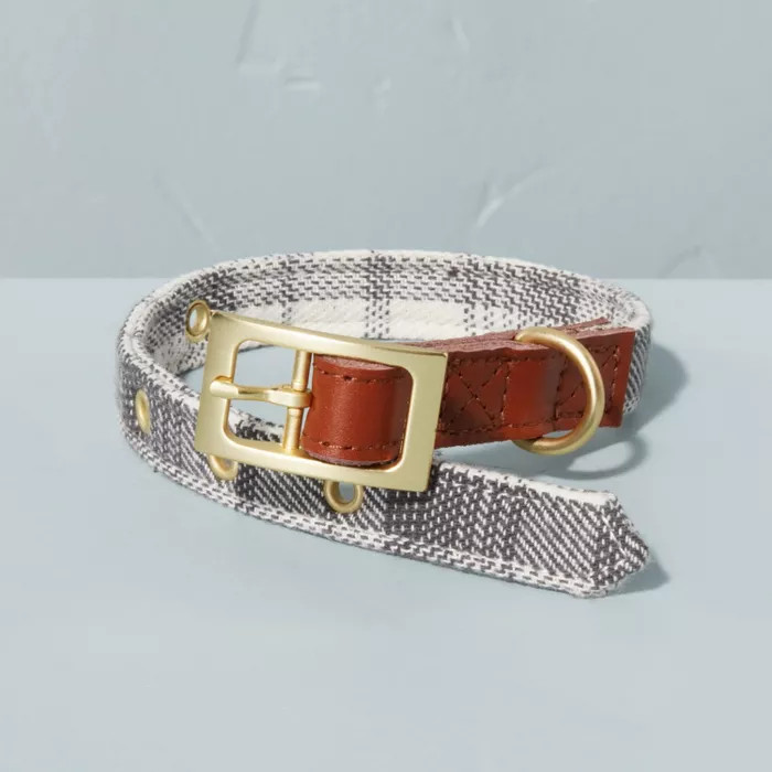 Neutral Plaid Pet Collar Gray/Cream - Hearth & Hand™ with Magnolia | Target
