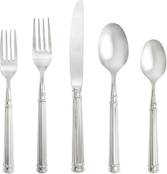 Amazon.com: Fortessa Nyssa 18/10 Stainless Steel Hollow Handle Flatware 5 Piece Place Setting, Se... | Amazon (US)