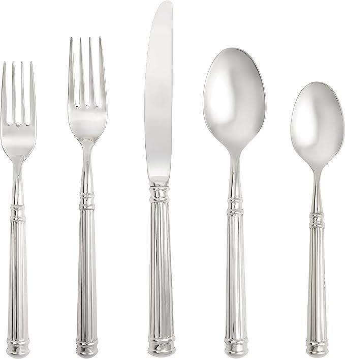 Fortessa Nyssa 18/10 Stainless Steel Hollow Handle Flatware 5 Piece Place Setting, Service for 1 | Amazon (US)