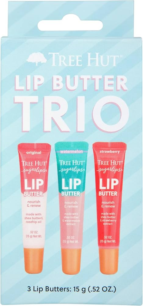 Tree Hut Sugarlips Lip Butter Trio, Original, Watermelon & Strawberry Lip Butters, Hydrating & Mo... | Amazon (US)