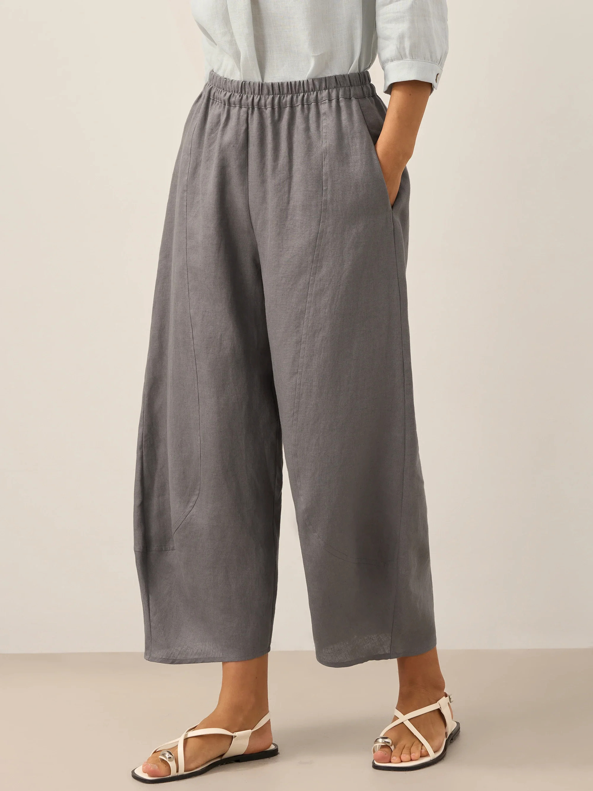 Classic Linen Ankle Pants | Women's Wide-Leg Comfort | LINTICO