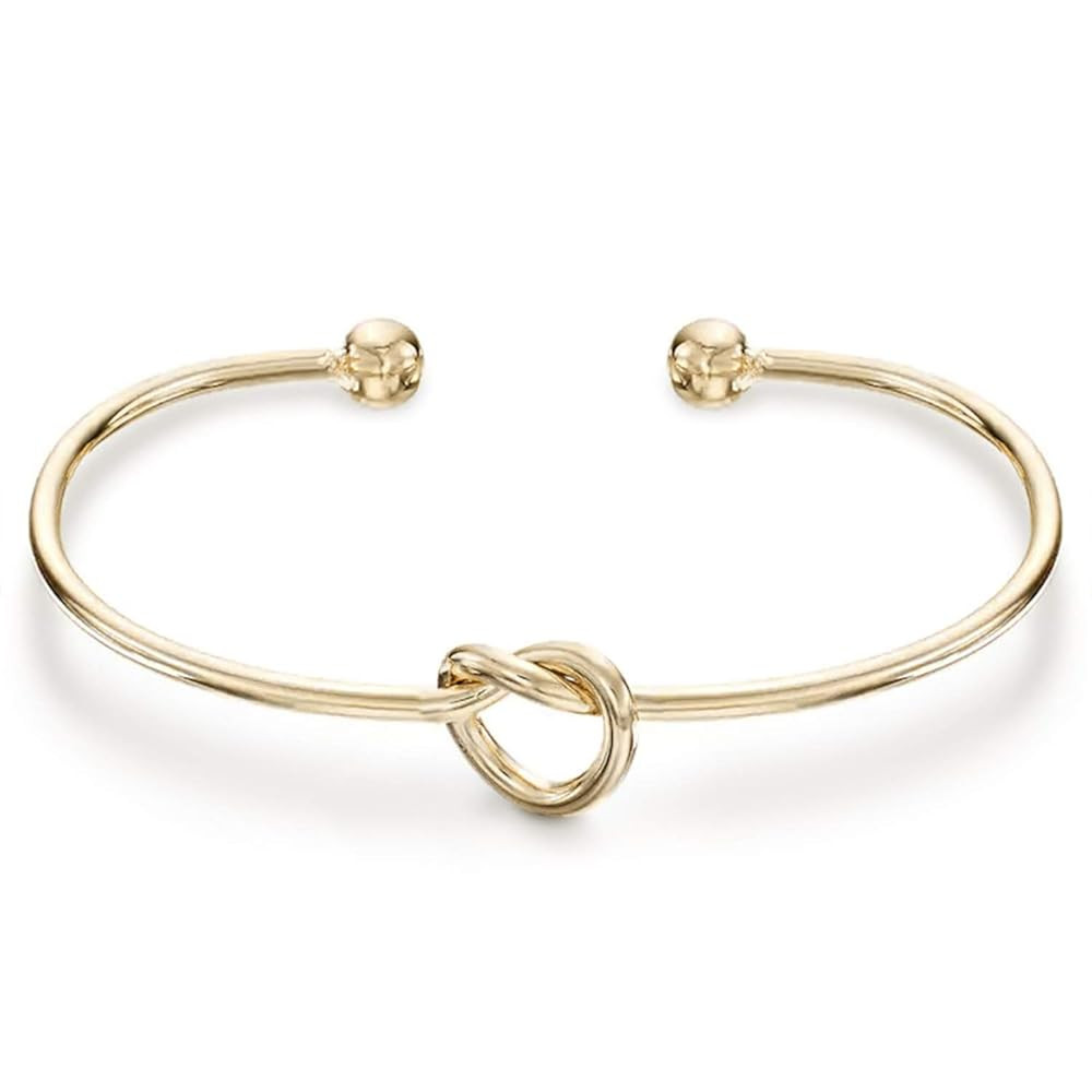 PAVOI 14K Gold Plated Forever Love Knot Infinity Bangle Bracelets for Women | Adjustable Gold Ban... | Amazon (US)