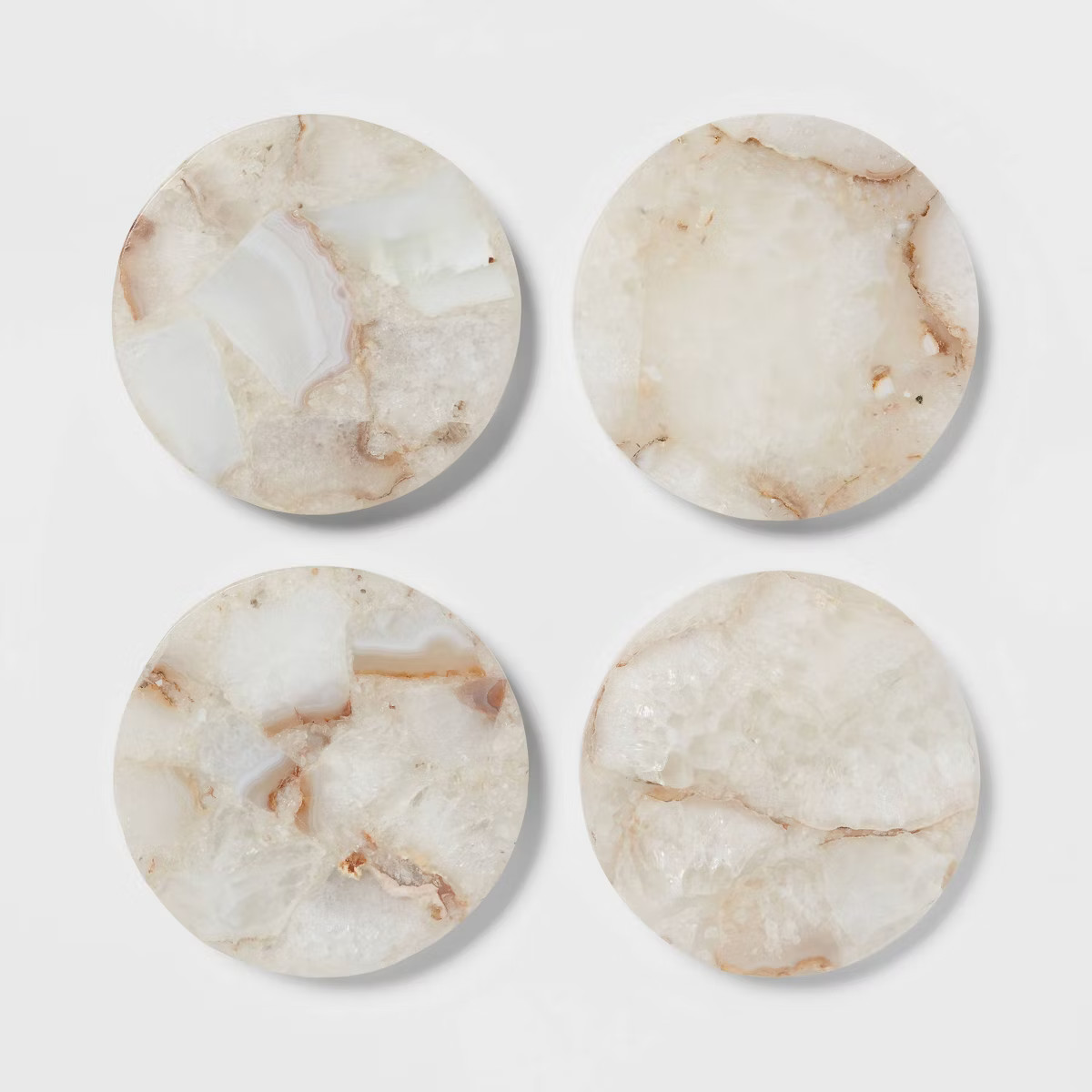 4pk Stone Salt Agate Coasters - Threshold™: Traditional Off-White Drink Coasters, Spot Clean, 4... | Target