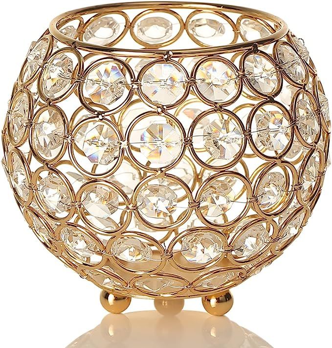 VINCIGANT Gold Decorative Bowls for Home Decor Dining Room Table Centerpieces,Sparkly Tea Light C... | Amazon (US)
