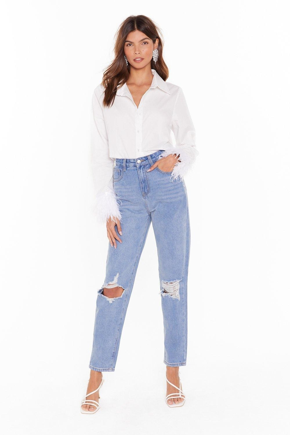 Debbie Distressed High-Waisted Mom Jeans | NastyGal (US & CA)