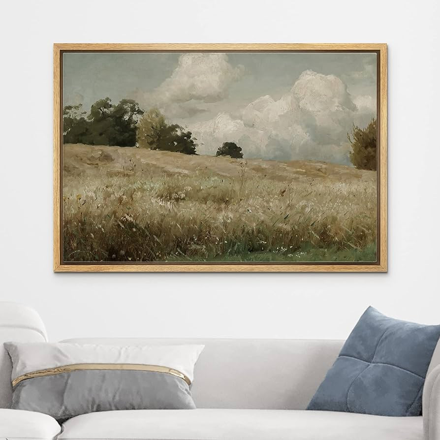wall26 Framed Canvas Print Wall Art Vintage Countryside Forest Tree Field Nature Wilderness Illus... | Amazon (US)