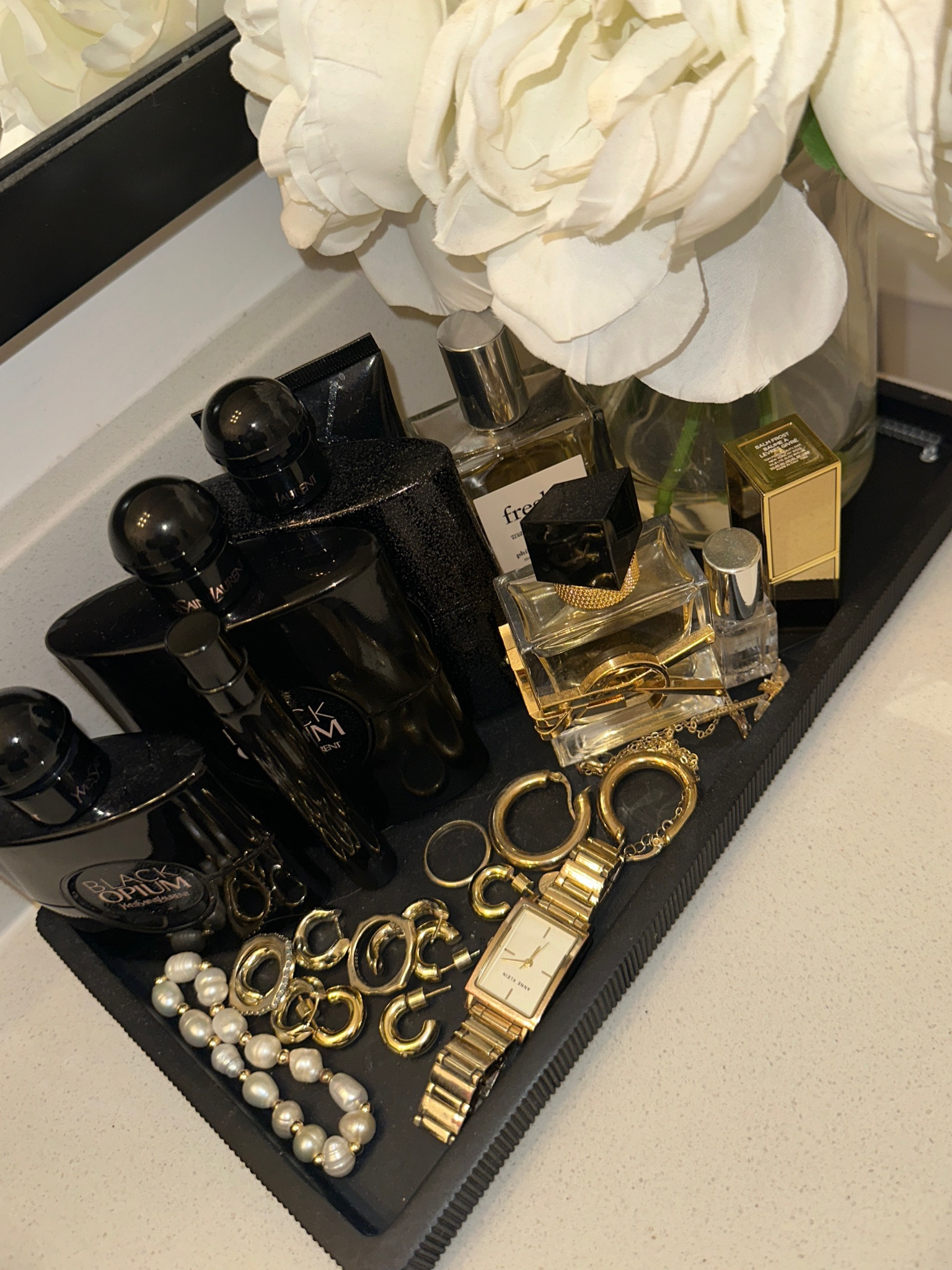 a tray of obsessions!!! The perfect addition to your bathroom, bedside table or just as a decoration around the house. I love displaying perfumes and cute little accessories 🤍 

#LTKhome #LTKsalealert #LTKstyletip