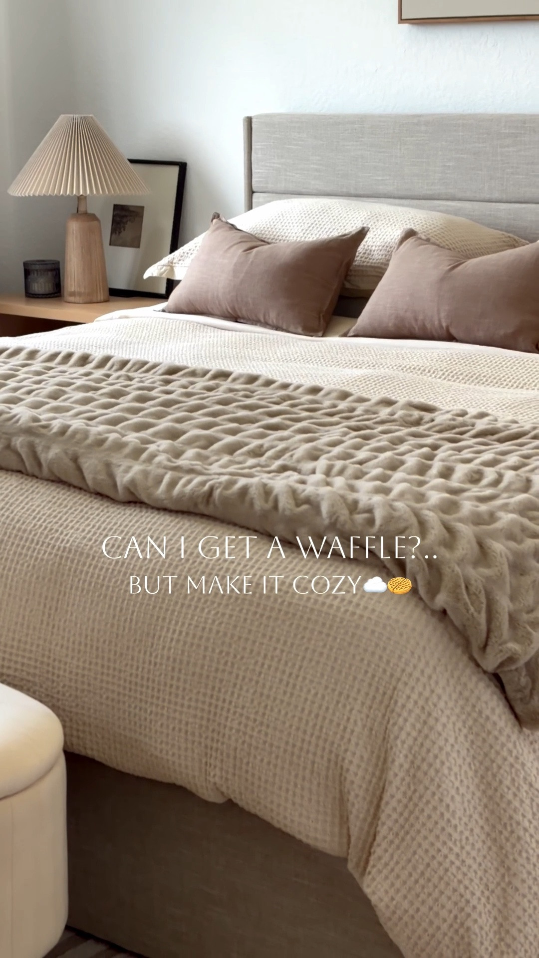 Cotton yes please! Love the waffle design. Size king duvet cover and duvet insert! 🙋🏼‍♀️🫶🏻🤩