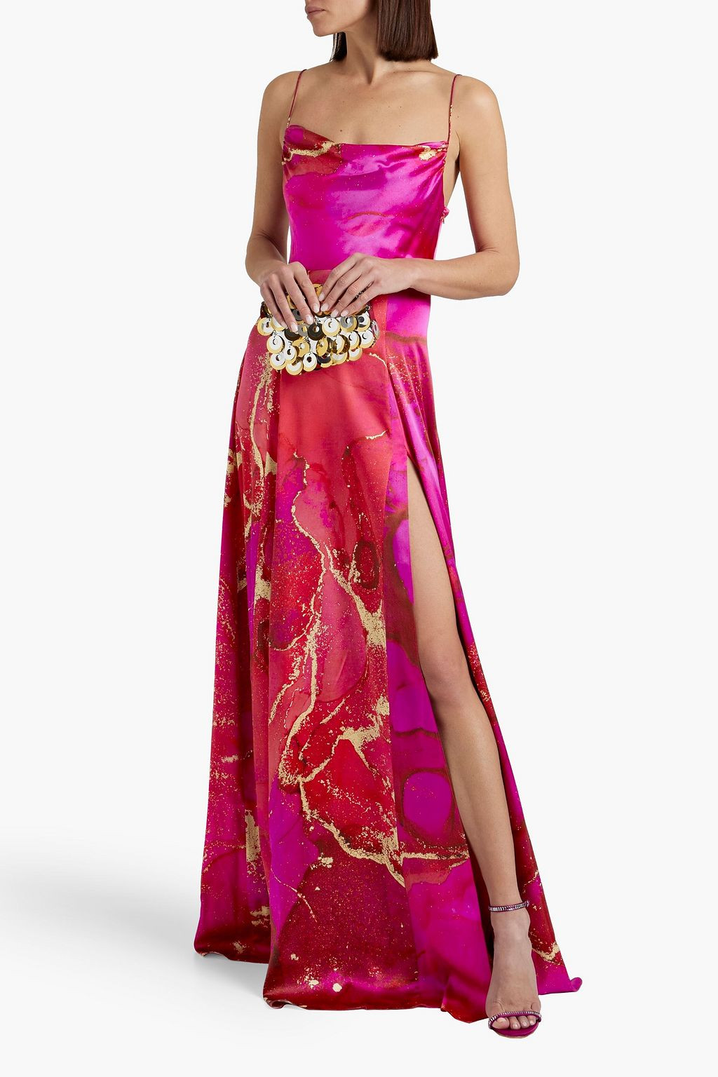 Gracie printed stretch-silk satin gown | The Outnet (US and CA)