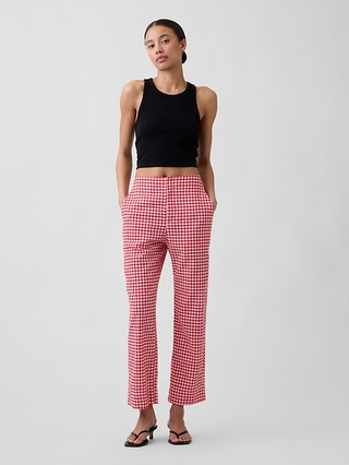 High Rise Linen-Blend Straight Crop Pants | Gap Factory