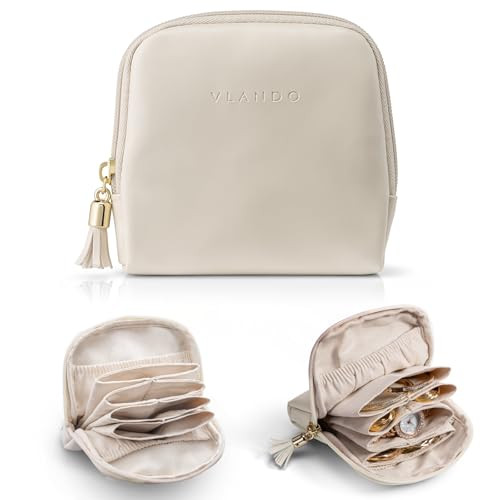 VLANDO Small Travel Jewelry Case,Wedding Gifts for Women,Jewelry Pouch Bags with Zipper,Velvet Je... | Amazon (US)