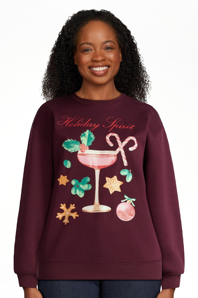Christmas Women's Holiday Spirit Graphic Sweatshirt with Long Sleeves, Sizes XXS-XXL - Walmart.co... | Walmart (US)