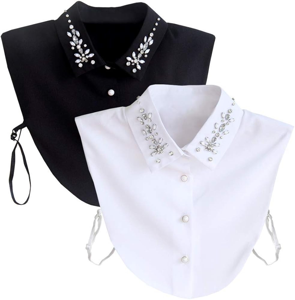 Joyci Stylish Pearl Peter Pan Fake Collar Detachable Shirt Dickey False Collar (C 2-Pack) | Amazon (US)