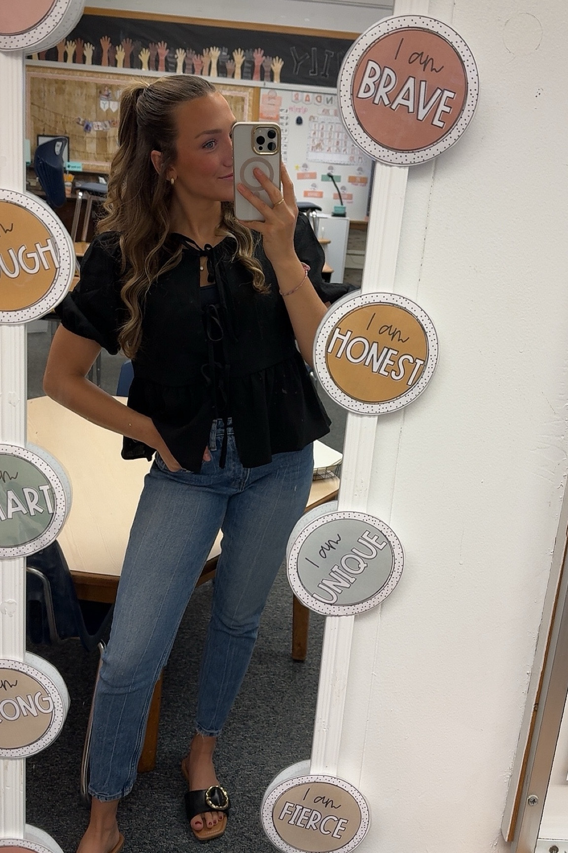 Friday teacher fit!! 🖤  target sandals are on clearance! 🏷️🤗

#LTKFallSale #LTKWorkwear #LTKStyleTip
