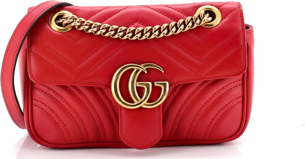 Amazon.com: Gucci, Pre-Loved GG Marmont Flap Bag Matelasse Leather Small, Red : Amazon Luxury | Amazon (US)