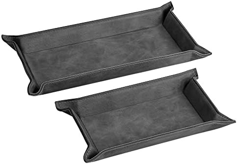 Navaris Faux Leather Valet Tray Set of 2 - Catch All Tray for Key Entryway Table Nightstand - Cat... | Amazon (US)