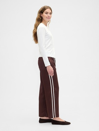 Relaxed Satin Straight-Leg Crop Pants | Gap Factory