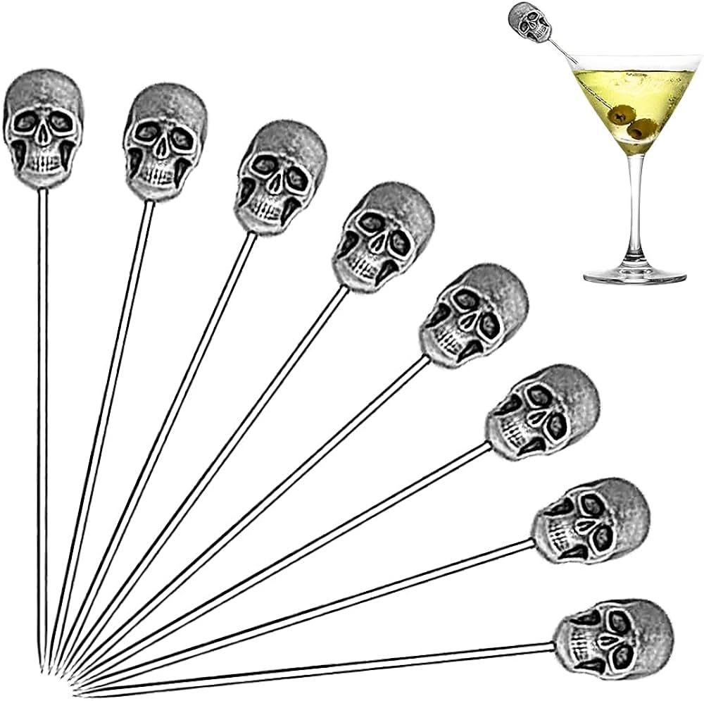 8 Pcs Stainless Steel Cocktail Martini Picks Reusable Toothpicks Garnish Forks Fruit Toothpicks f... | Amazon (US)