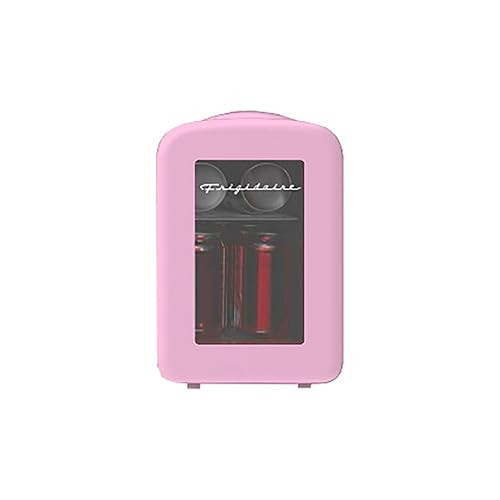 Frigidaire Retro 6-Can Mini Personal Fridge, Transparent Door, Portable Cooler for Car, Office, Bedroom, Dorm Room, or Cabin, Freon-free, 11.8" D x 7.1" W x 10.1" H, Pink | Amazon (US)