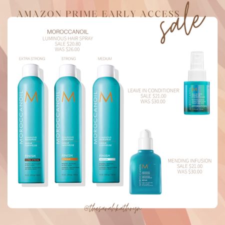 Amazon Prime Early Access Sale! Moroccanoil Hair Spray, Leave-In Conditioner and Mending Infusion.

moroccanoil / amazon finds / beauty sale / amazon beauty / hairspray / leave in conditioner / hair oil / hair repair

#LTKbeauty #LTKsalealert