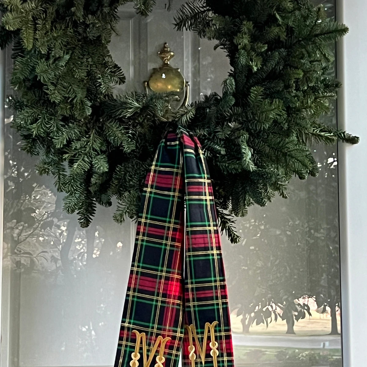 Christmas Tartan Plaid Wreath Sash With Monogram, Wreath Bow, Monogram Front Door, Housewarming G... | Etsy (US)