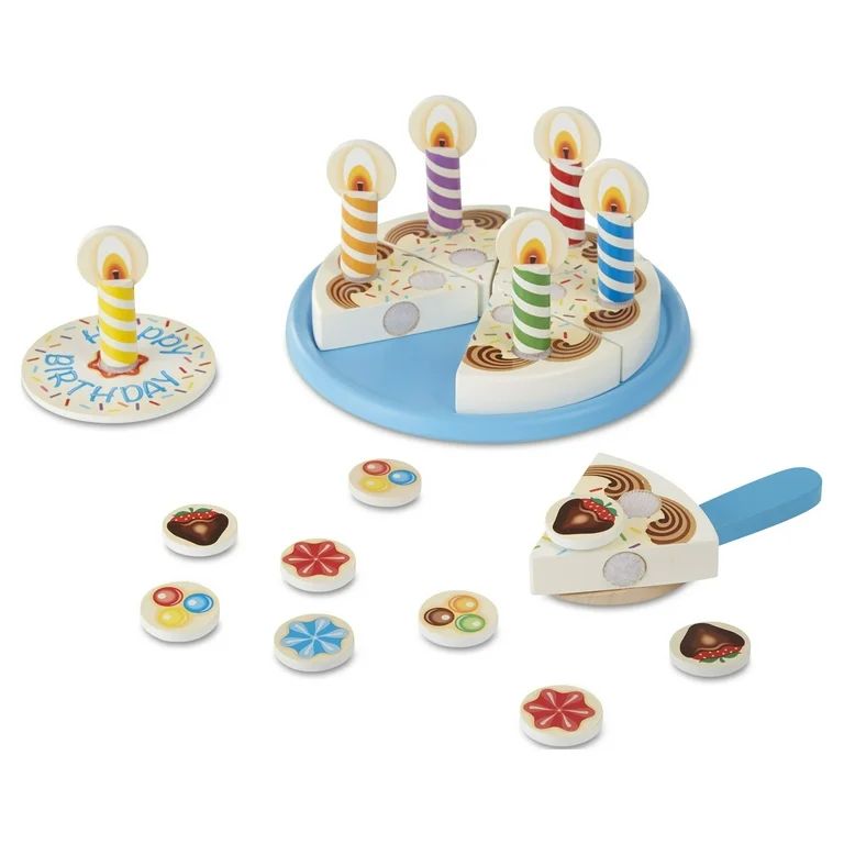 Melissa & Doug Birthday Party Cake - Wooden Play Food With Mix-n-Match Toppings and 7 Candles | Walmart (US)
