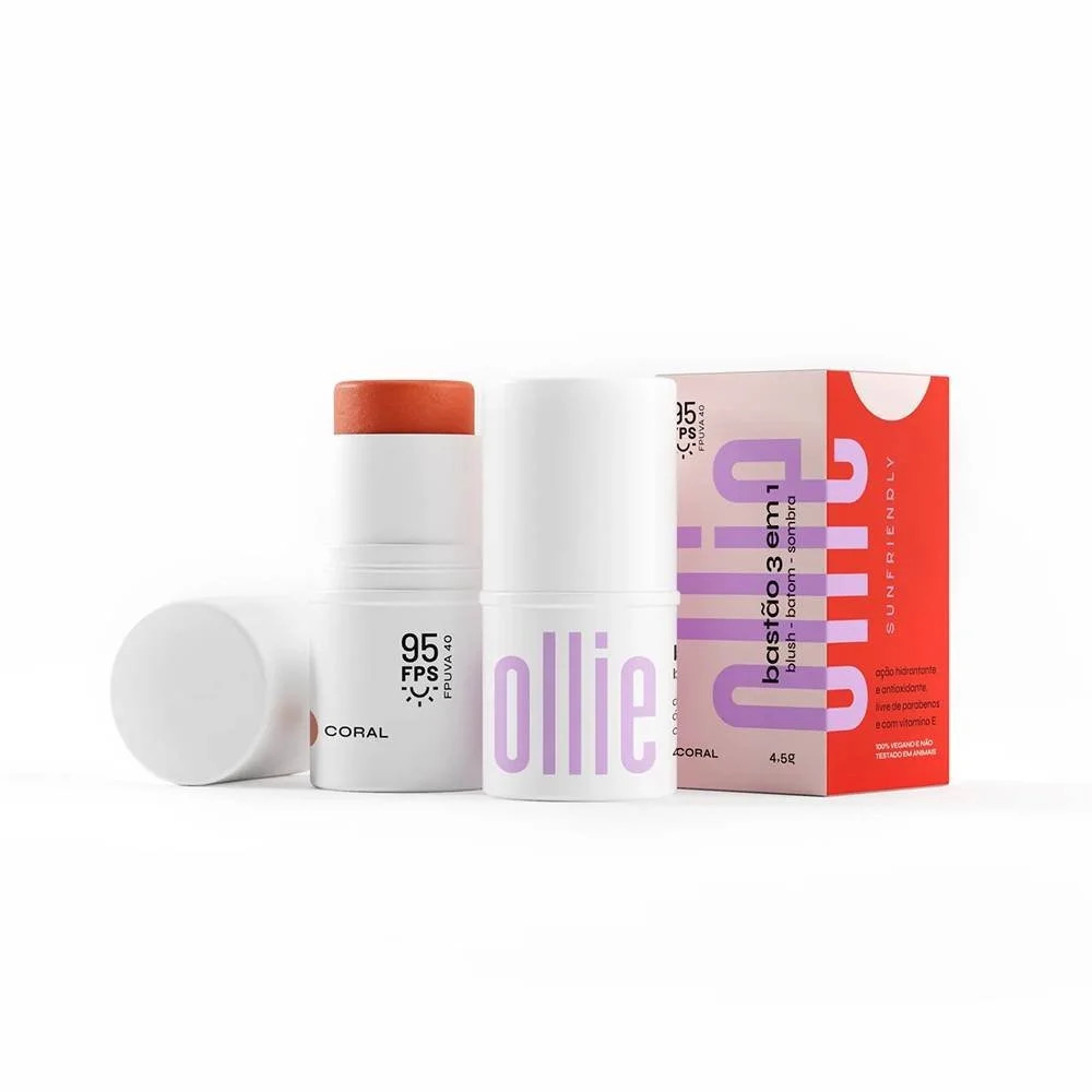 Ollie Bastão 3 Em 1 Blush, Batom E Sombra Fps 95 Coral Único | Renner (BR)