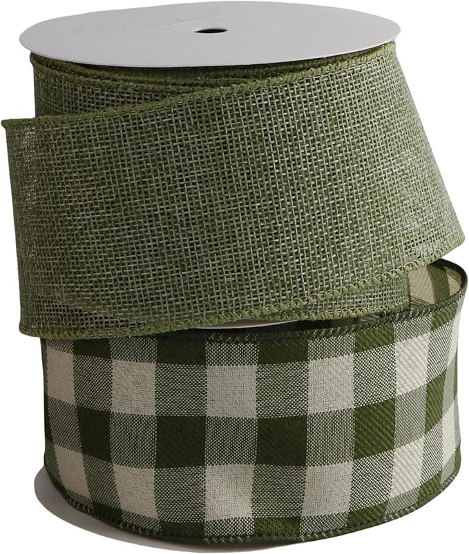 Buffalo Plaid Burlap Wired Ribbon, Tartan Check, Farmhouse Style, for Gift Wrapping, Christmas, W... | Amazon (US)