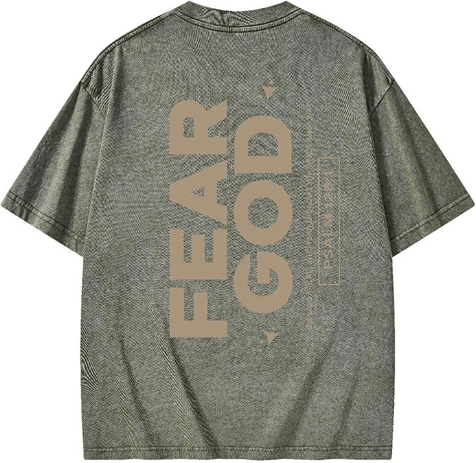 Graphic Tees Summer Women Men Cotton Novelty Oversized Crew Fear God in Bible Christian Washed T-... | Amazon (US)