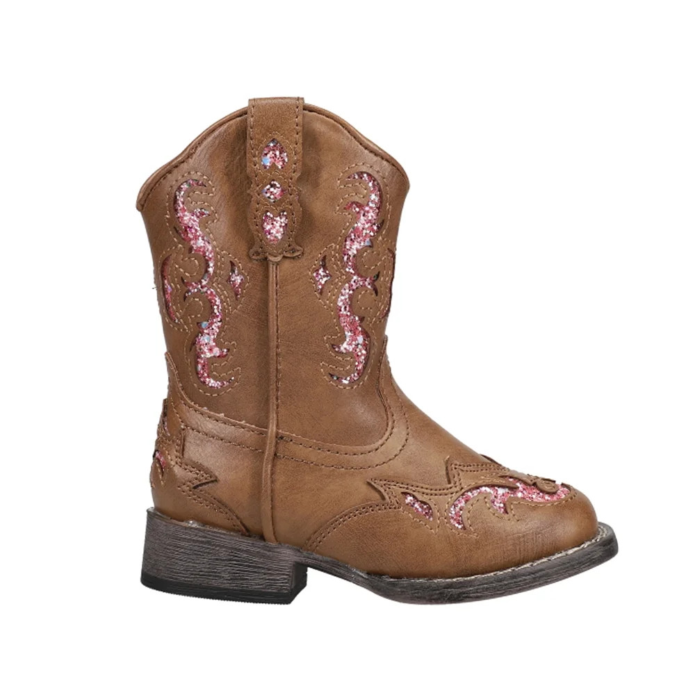 Roper Girls Glitter Gypsy Square Toe Cowboy   Casual Mid Calf Boots - Walmart.com | Walmart (US)