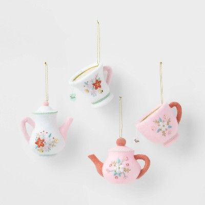 4pk Teapot/Teacup Christmas Tree Ornaments - Wondershop&#8482; | Target