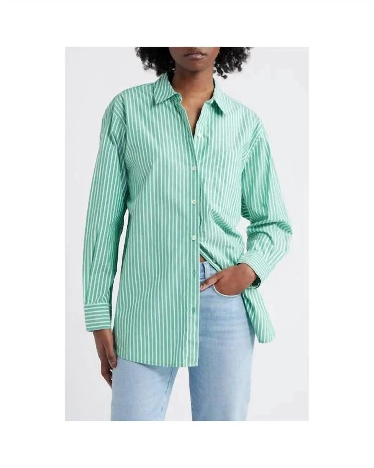 Elsa Long Sleeve Shirt In Kelly White Stripe | Shop Simon