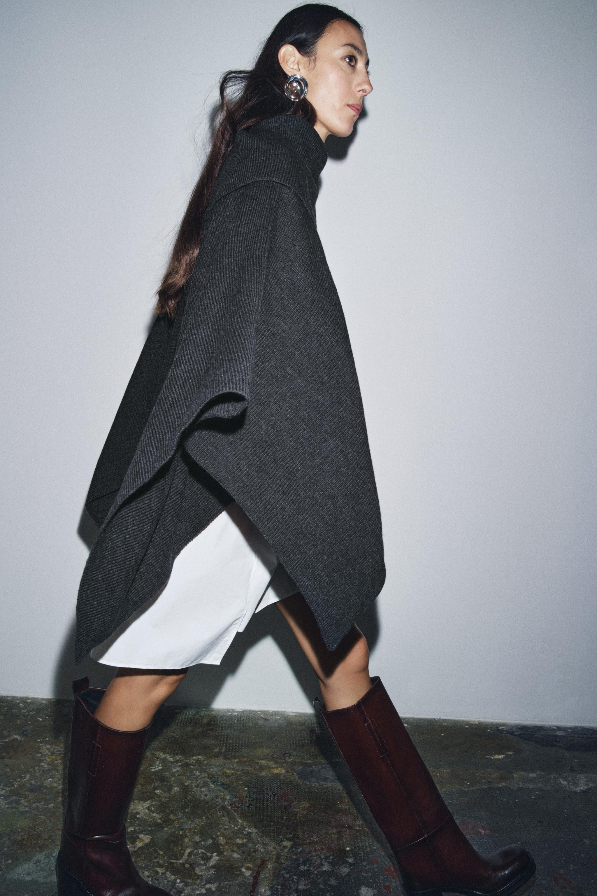 ASYMMETRIC NECK WOOL CAPE | Zara UK