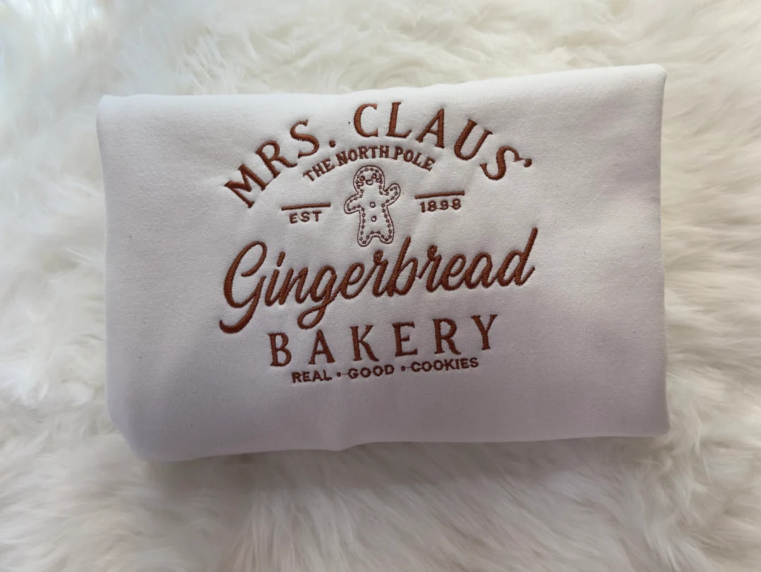 Gingerbread Bakery Embroidered Christmas Sweatshirt - Etsy | Etsy (US)