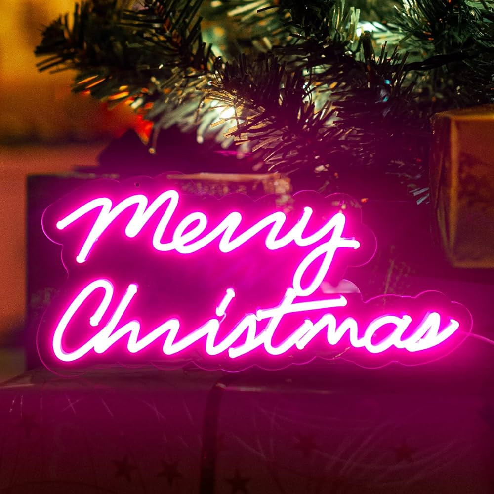 Shine Decor Pink Merry Christmas Neon Signs Decoration for Christmas Xmas Tree, Bedroom, Living R... | Amazon (US)