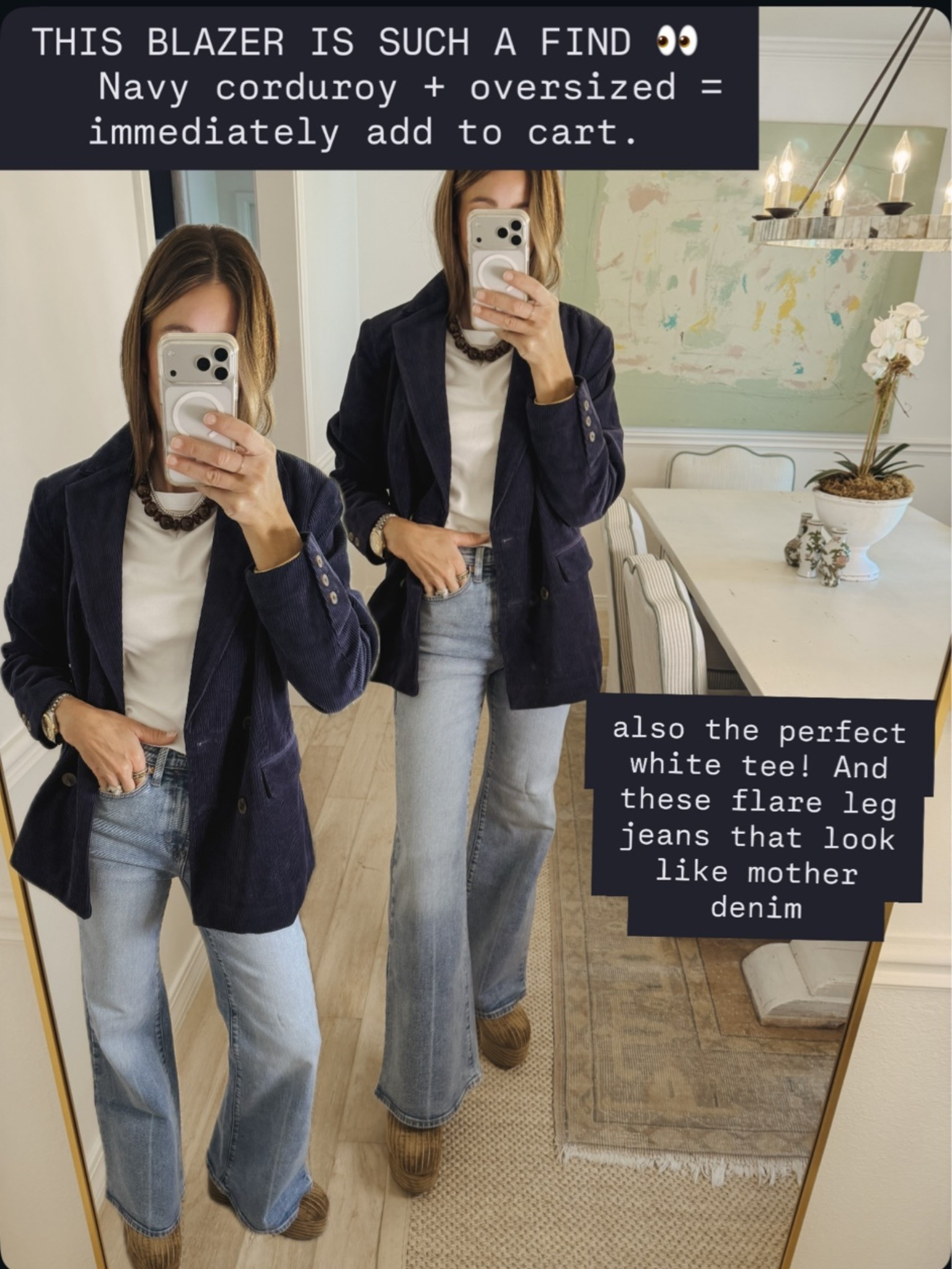 Corduroy blazer from target is oversized. Wearing size XS. Jeans are  flare leg mother denim look alike. Wearing size 0. And a great target white tee.

#LTKgrwm #LTKmomlife #LTKootd