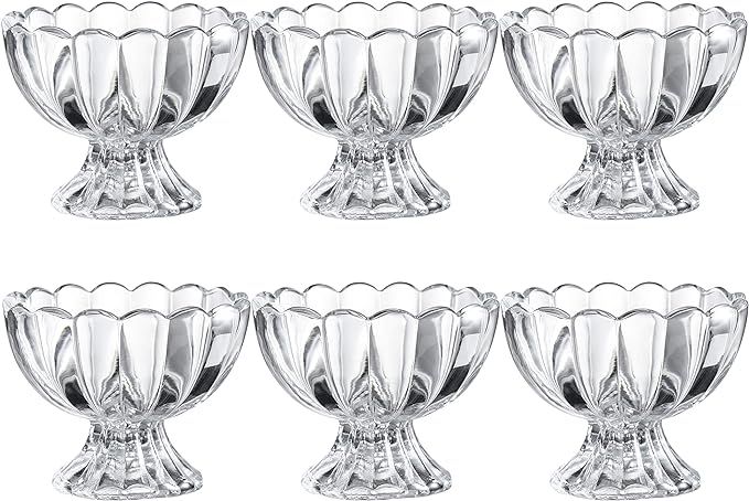 KMwares 6PCs Set 5.6oz Small Cute Footed Tulip Clear Glass Dessert Bowls/Cups - Perfect for Desse... | Amazon (US)