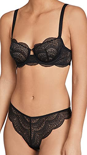 Simone Perele Women's Karma Lacey Underwire Demi Cup French Style Bra, Black, 34B | Amazon (US)