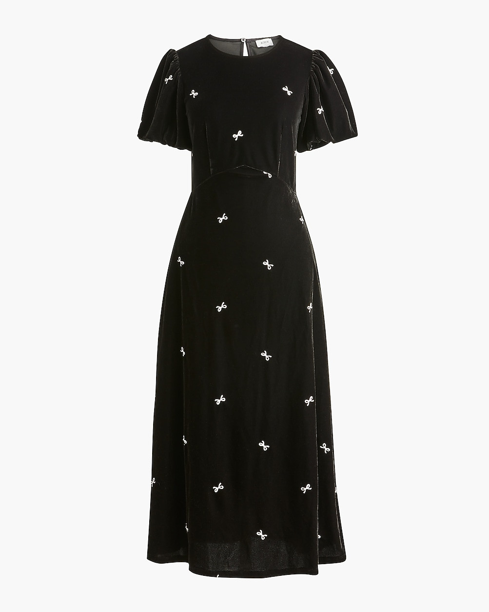 Velvet puff-sleeve midi dress | J.Crew Factory