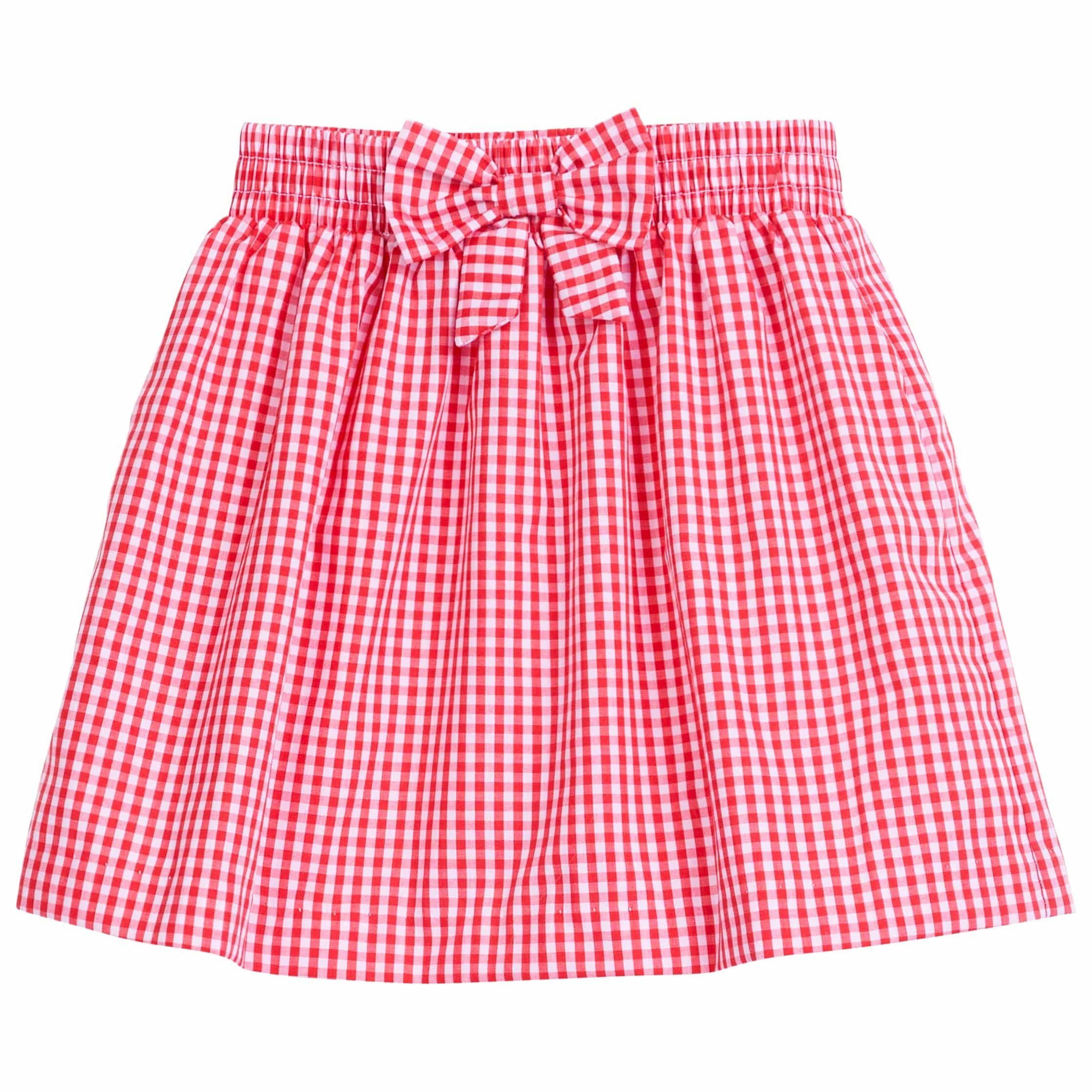 Smocked Bow Skirt - Red Gingham | Little English