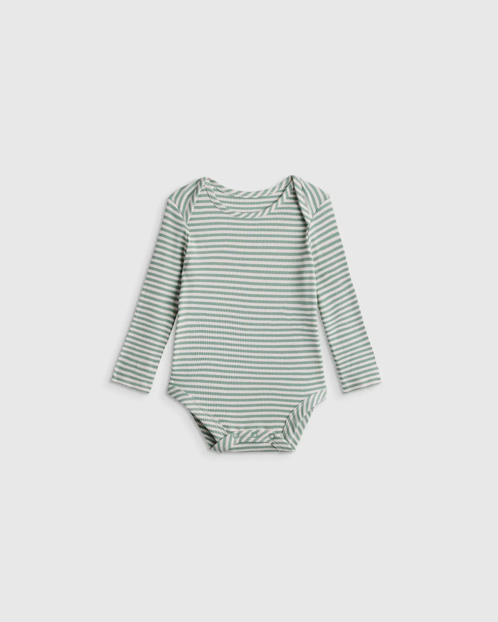 Softest Rib Long Sleeve Bodysuit  in Green Stripe | Quince
