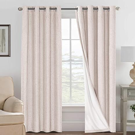 Linen Blackout Curtains 108 Inches Long 100% Absolutely Blackout Thermal Insulated Textured Linen... | Amazon (US)