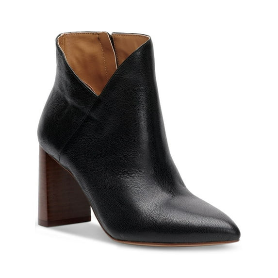 JESSICA SIMPSON Womens Black V-Notch Abrina Pointed Toe Stacked Heel Zip-Up Leather Booties 10 M | Walmart (US)