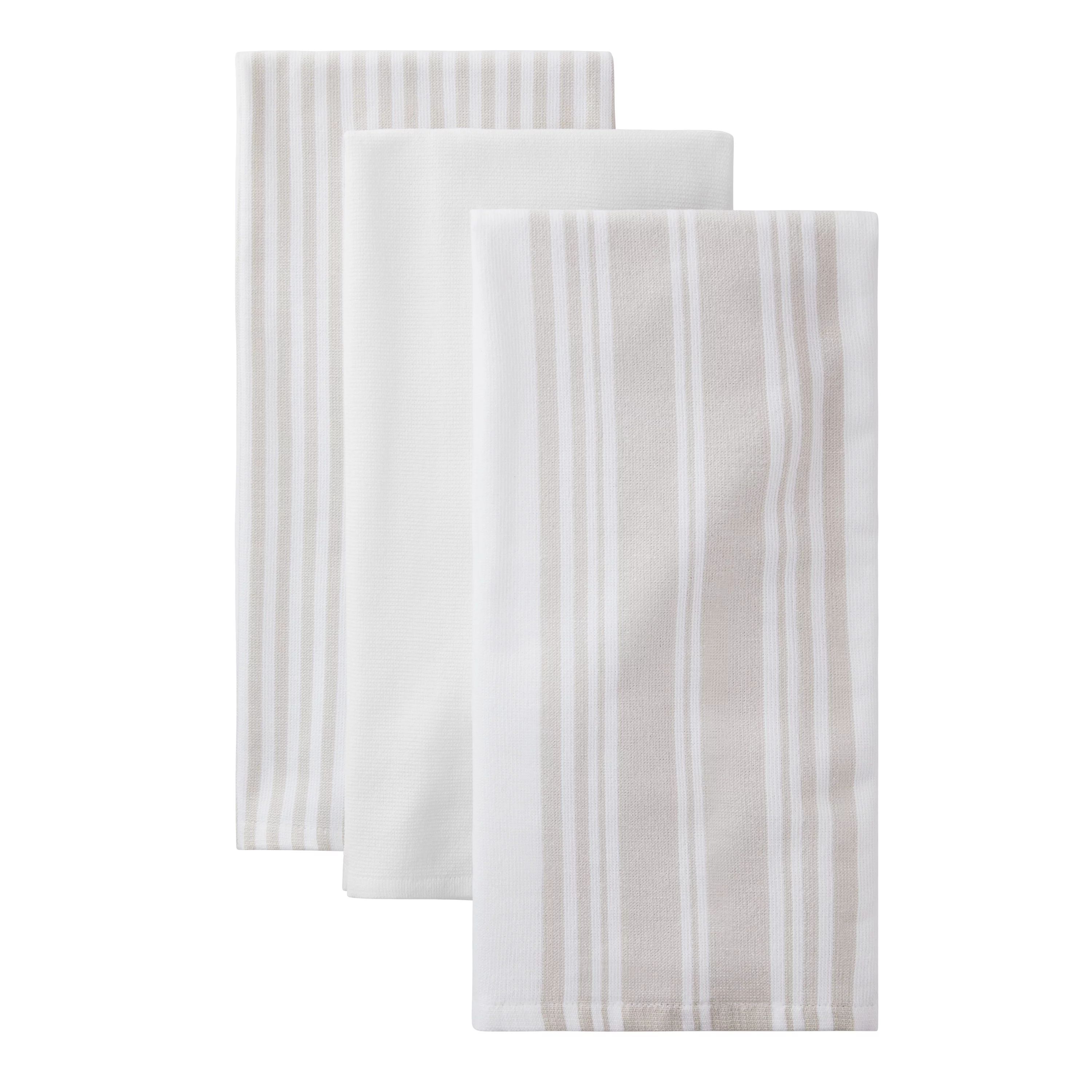 Better Homes & Gardens Papyrus-Beige Cotton Woven Dual-Purpose Oversized Kitchen Towels 3 Pack | Walmart (US)