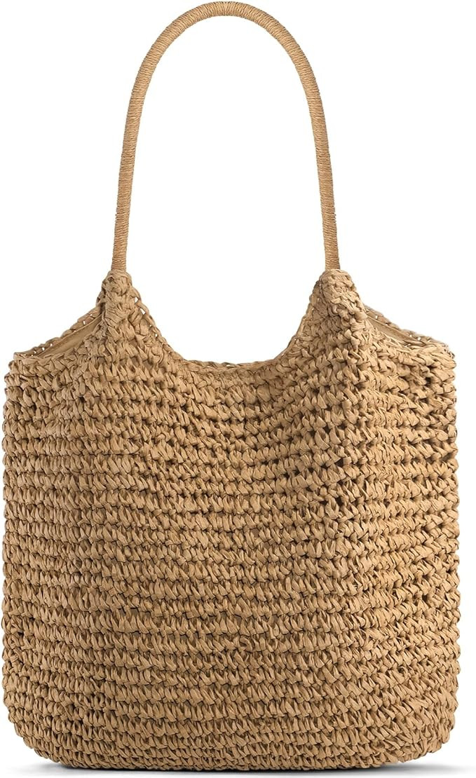 Straw Purses for Women 2025, Large Beach Bag Summer Beach Tote Hand Woven Purse Shoulder Handbags... | Amazon (US)