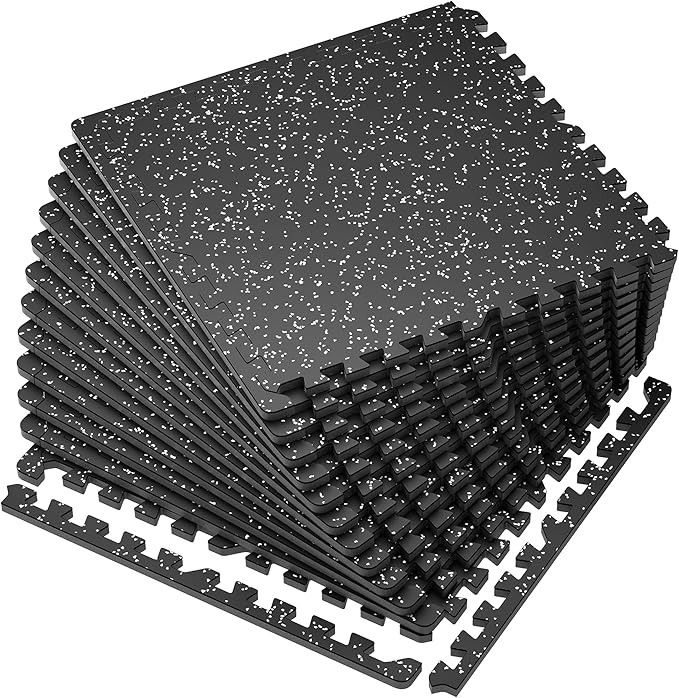 SUPERJARE 0.56'' Thick 12 Pcs 48 Sq Ft Rubber Top Exercise Equipment Mats, High Density EVA Foam ... | Amazon (US)
