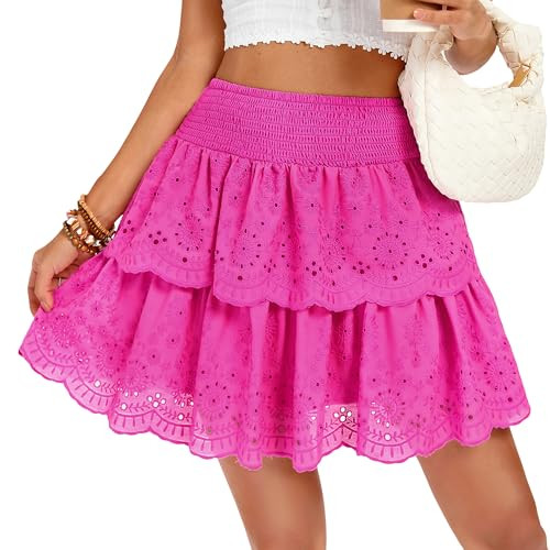 Amazon.com: Kate Kasin Navy Ruffle Mini Skirt for Women, Pleated A Line Flowy Layered Skirts, Y2K... | Amazon (US)