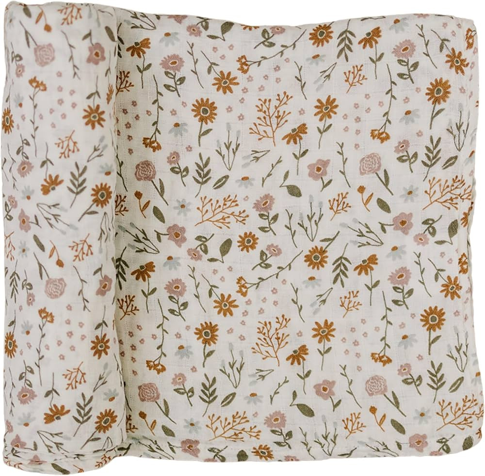 Mebie Baby Meadow Floral Muslin Swaddle, Modern and Neutral Swaddle Blanket for Baby Girl or Boy,... | Amazon (US)