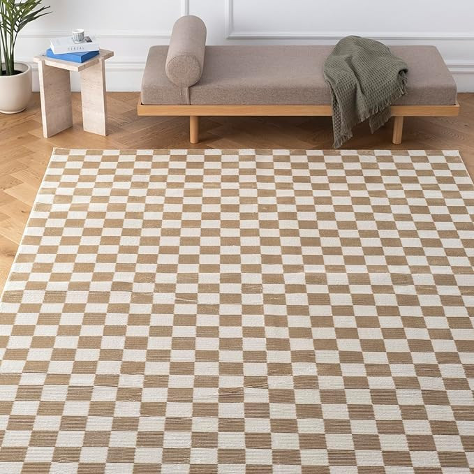Gambit 8'x10’ Checkered Rug Washable Area Rug for Living Room Bedroom - 100% Recycled Oeko-TEX ... | Amazon (US)