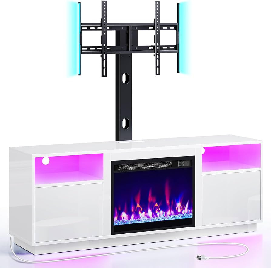 Rolanstar Fireplace TV Stand with Led Lights and Power Outlets, Entertainment Center with Electri... | Amazon (US)